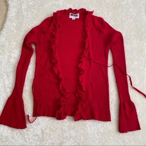 Rouje Red Ruffled Cardigan